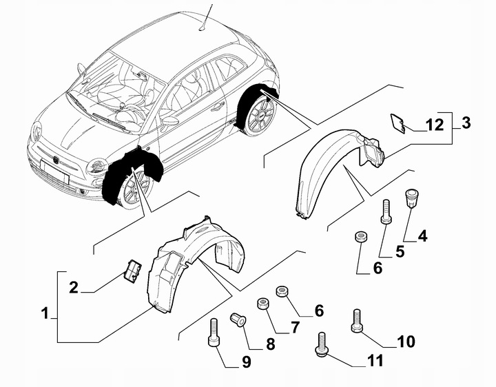фото №11, Fiat 500 500gt 500 2015- sport рестайлинг подкрылок правые перед oem 52007417