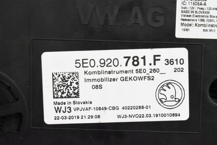 фото №11, Спидометр приборы eu 5e0920781f skoda octavia 3 iii 1.6 tdi 115 km рестайлинг 17-20