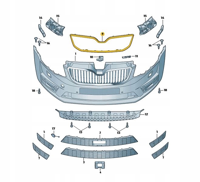 фото №1, Планка хром решётка решётка skoda octavia 3 rs