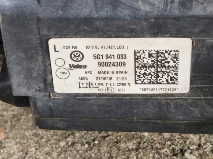 фото №4, Vw golf 7 vii лампа ліва передня перед 5g1941033