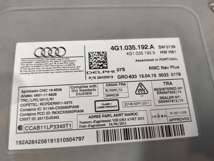 фото №10, Audi a7 рестайлинг 4g 4g8 a6 c7 считыватель навигации навигация mmi магнитола 4g1035192a оригинал