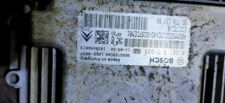 фото №7, Блок управления двигателя 1.6 hdi citroen c3 ii 9666729580