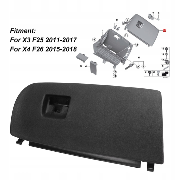 фото №16, Кришка бардачка na rękawiczki автомобільні 51166839000 do bmw x3 f25 11-17