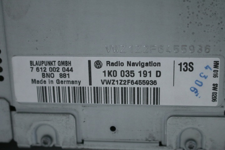 фото №9, Радио vw golf passat touran 1k0035191d