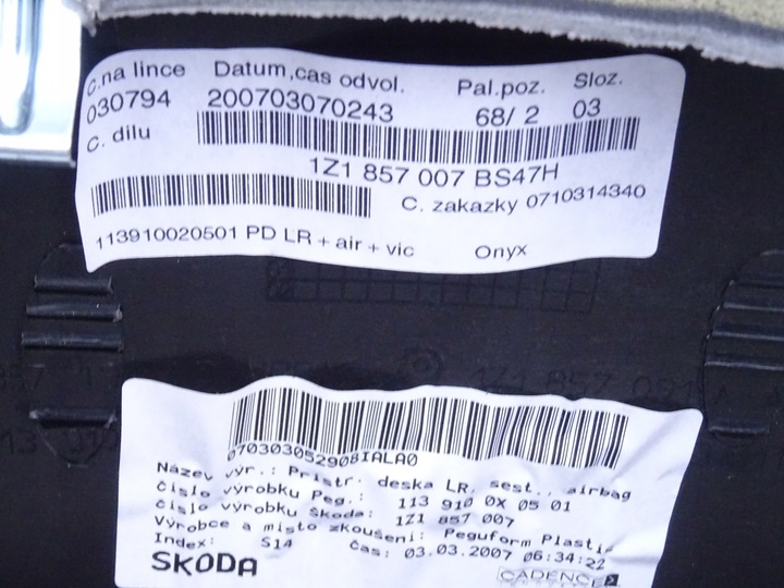 фото №15, Панель консоль подушки ремені датчик skoda octavia ii 2 1z0 04-09 1z1857007