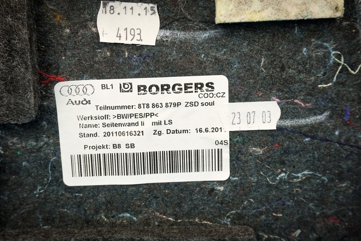 фото №8, Оббивка боковина багажника audi a5 8t8863879p zsd