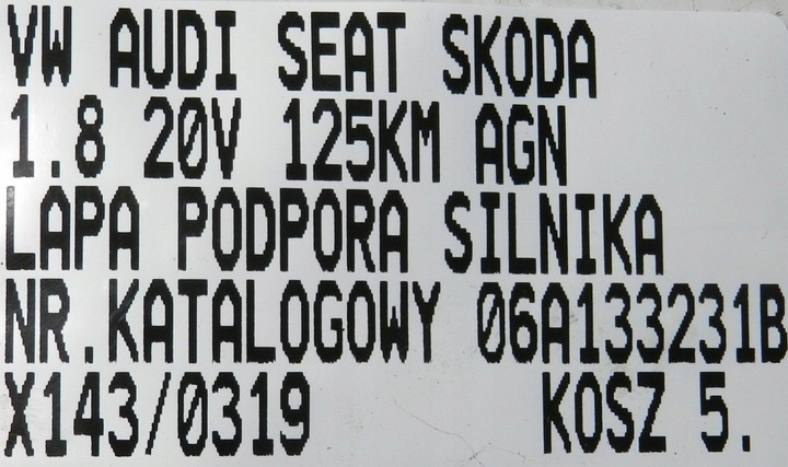 фото №6, Лапи підтримка двигуна vw 1.8 125km agn 06a133231b