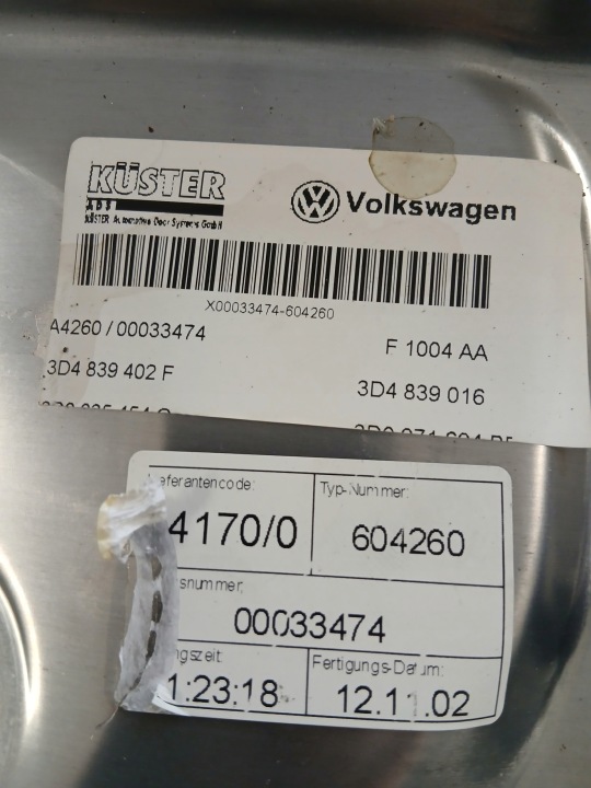 фото №4, Volkswagen phaeton стеклоподъемник правый зад 3d4839016