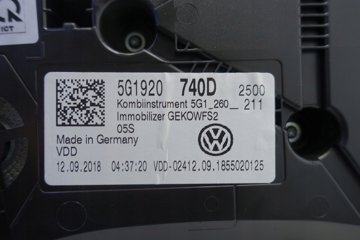 фото №8, Спидометр приборы vw golf vii 7 5g 22996km 5g1920740d