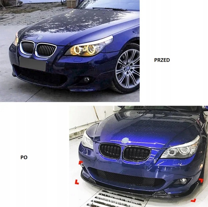 фото №11, Спліттер накладка бампера чорний блиск m набір для  bmw e60 e61 2003-2010