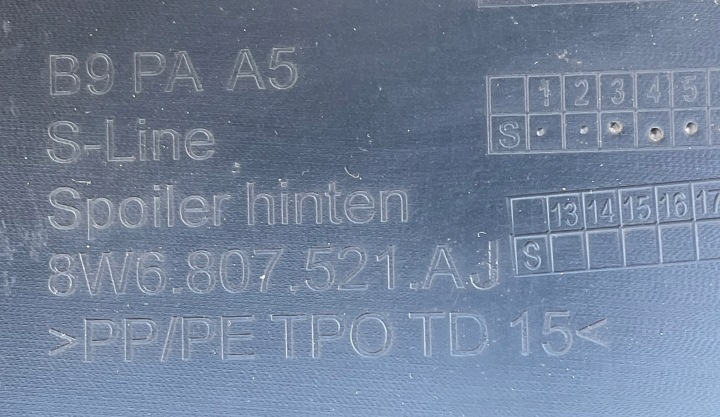 фото №9, Audi a5 f5 рестайлінг купе s-line спойлер бампера зад 8w6807521aj