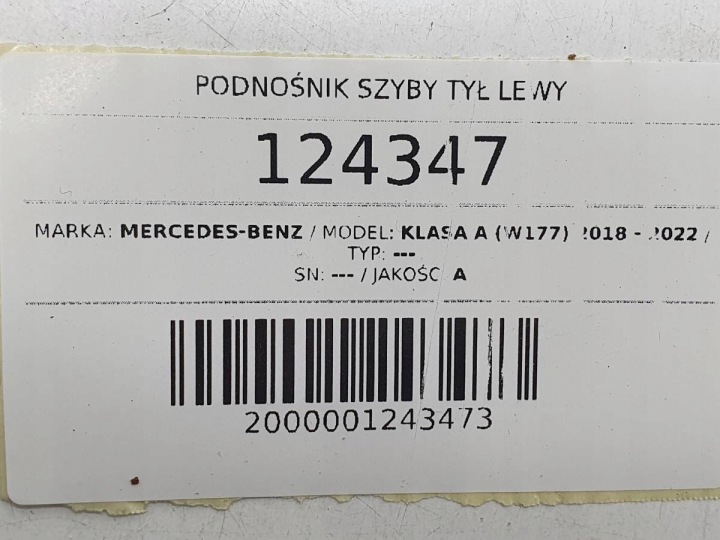 фото №8, Підйомник вікна зад заднє ліве mercedes a w177
