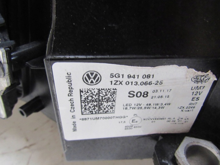 фото №16, Vw golf 7 vii рестайлинг фара левая перед передняя полный led 1zx01306625