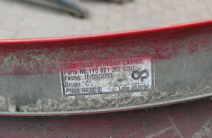 фото №7, Крило праві зад vw new beetle cabrio 98-05