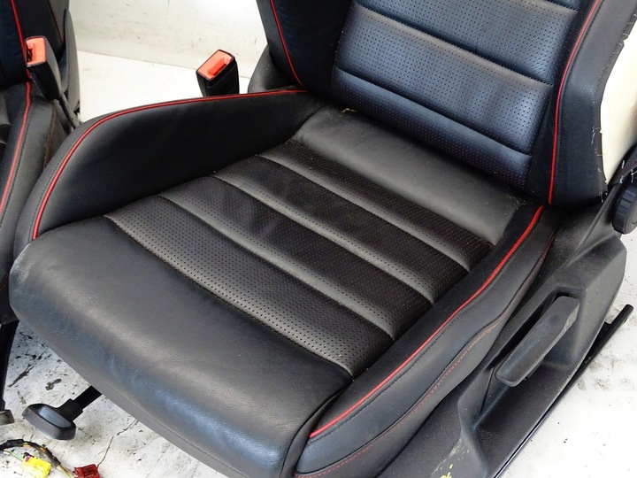 фото №9, Сиденье правые перед переднее чёрная кожа красная nić vw golf vii 7 gti 5d