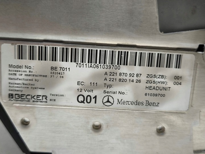 фото №7, Mercedes-benz s w221 2007 панель / радіопрогравач cd/dvd/gps