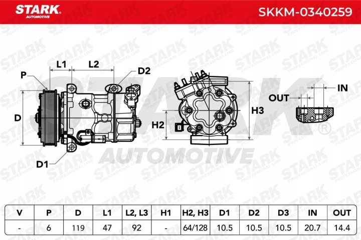 фото №8, Компрессор кондиционера stark skkm-0340259 sd6v12 do mini paceman r61