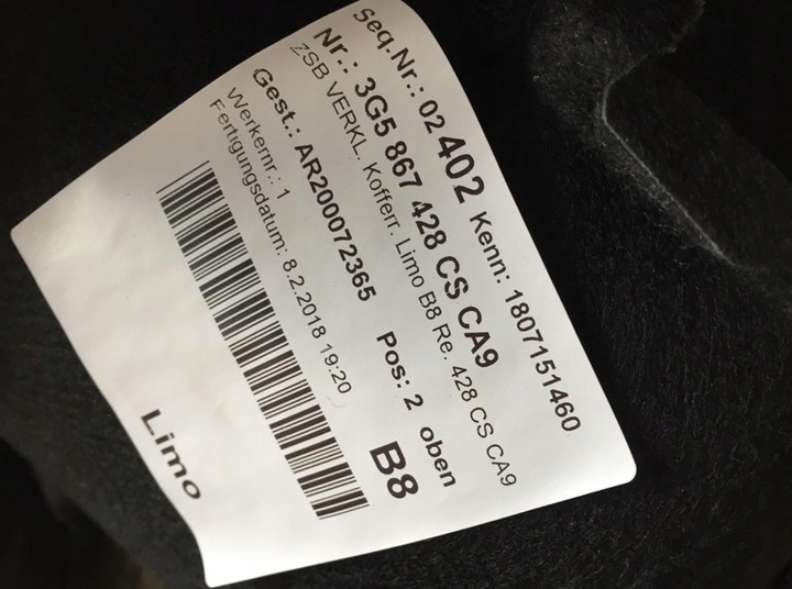 фото №6, Vw passat b8 боковина багажника праві 3g5867428cs