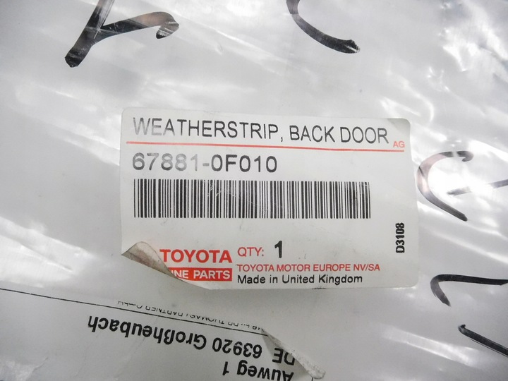 фото №6, Прокладка крышки багажника toyota corolla verso оригинальный номер 67881-0f010