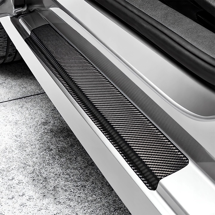 фото №11, Наклейки защитные na пороги автомобильные накладки чёрный карбон 4 штуки