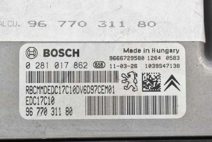 фото №7, Блок керування двигуна 9677031180 0281017862 citroen c4 2 ii b7 1.6 hdi 90 km