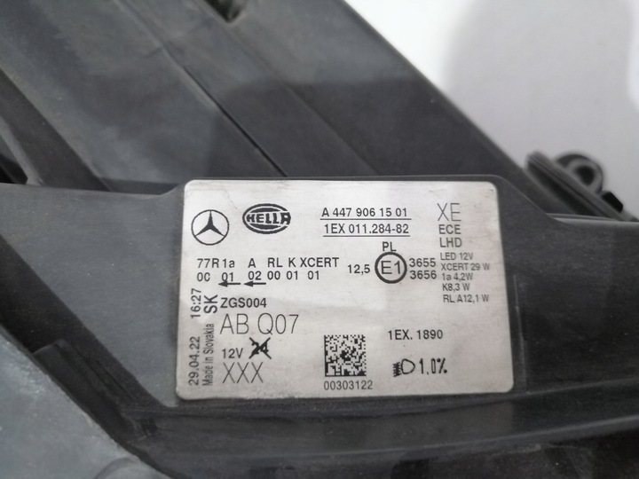 фото №11, Лампа правая передняя mercedes vito iii w447 рестайлинг