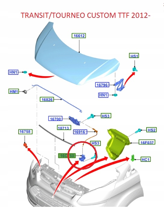 фото №10, Тримач вставка замки капота ford transit mk7 mk8