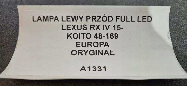 фото №9, Фара левые перед полный led lexus rx iv 15- оригинал koito 48-169