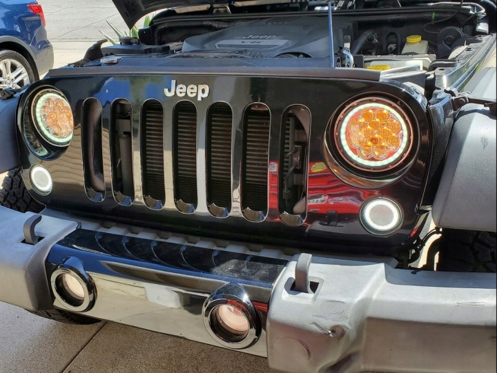 фото №10, Поворотники передние led jeep wrangler jk 07-18 з białym postojem белый