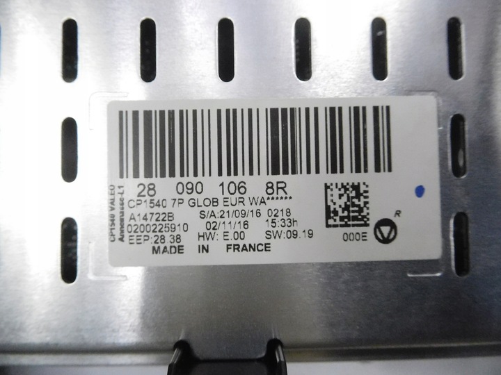 фото №7, Дисплей радио навигация панель renault megane iv оригинальный номер 280901710r