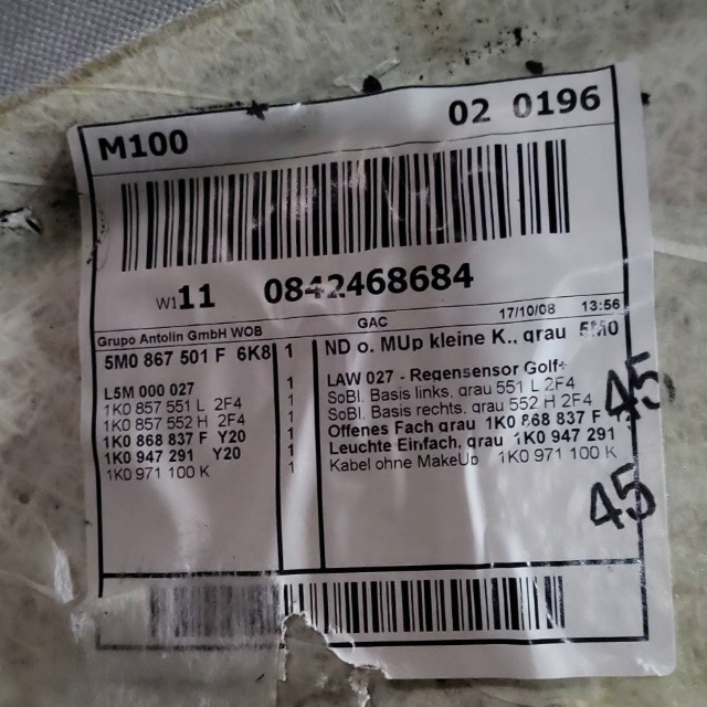 фото №9, Стеля volkswagen golf plus 5m0867501f