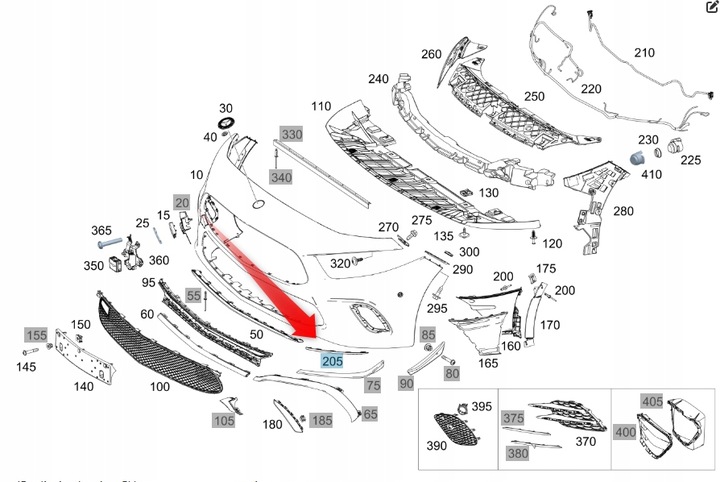 фото №1, Планка бампера mercedes a класс w177 правая p amg