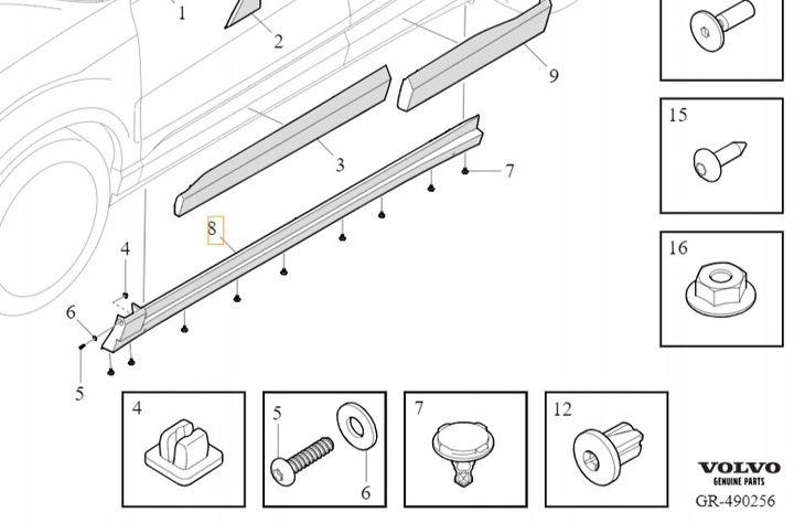 фото №2, Volvo ex30 планка порогова ліва накладка поріг чорна оригінальний номер