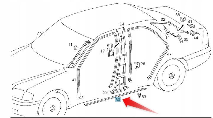 фото №1, Планка захисна порога mercedes w202 права