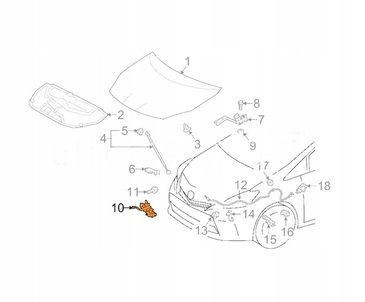 фото №1, Замок капота toyota prius v/plus 2012- 5351047111