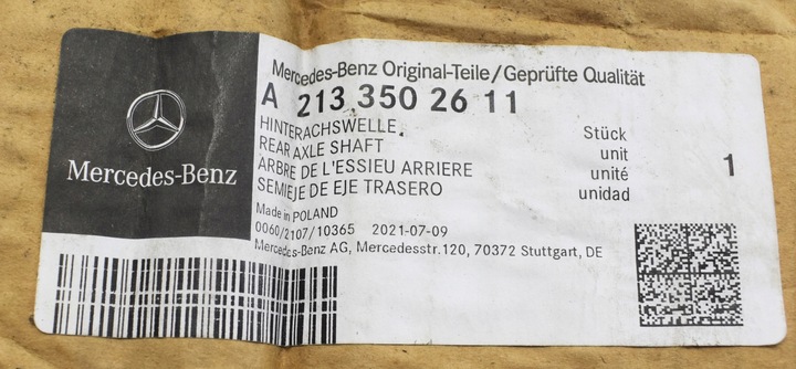 фото №4, Mercedes e клас w213 піввісь права зад задня org