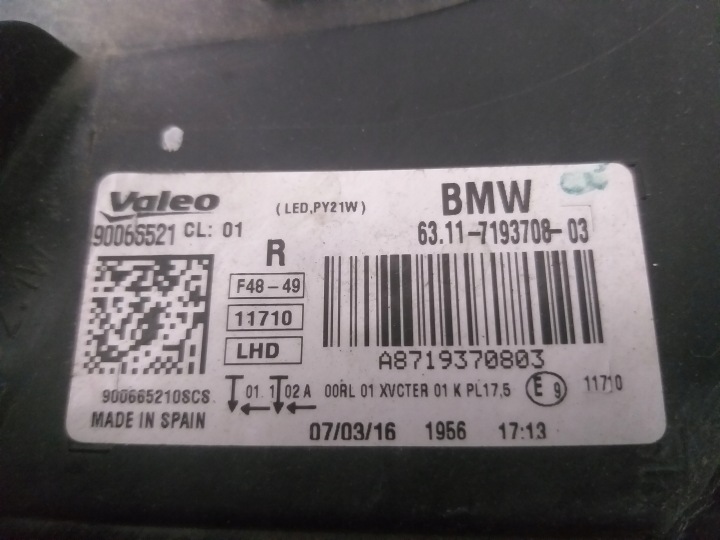 фото №8, Фара передня (фара головного світла, лампа передня) права bmw x1 f48 повний led 63117193708-03