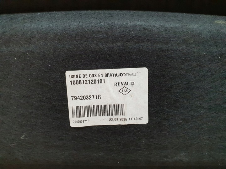 фото №11, Renault zoe 12-19 полка багажника задняя зад 794203271r