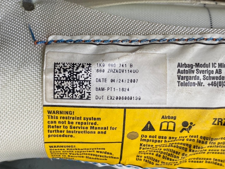 фото №5, Vw golf v 03-08 универсал шторка воздушная левая подушка 1k9880741b oem номер