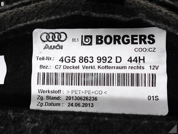 фото №9, Audi a6 c7 4g5 10-18 рестайлінг лімузин sedan боковина оббивка багажника права