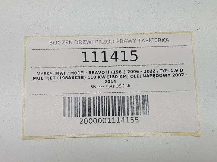 фото №8, Boczkek двері правий перед fiat bravo ii європа хром
