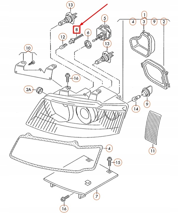 фото №8, Audi a4 b6 фара socket лампа housing 1j0941953