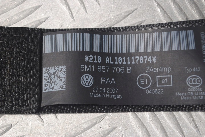 фото №6, Ремені безпеки перед 5m1857705b, 5m1857706b vw golf v plus