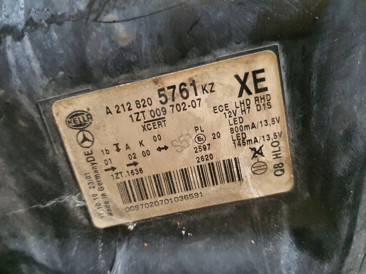 фото №8, Фара лампа левая mercedes w212 a2128205861