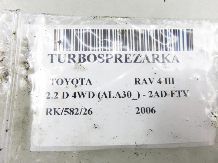 фото №10, Турбокомпрессор toyota rav 4 iii 2.2 d 4wd 17201-26020
