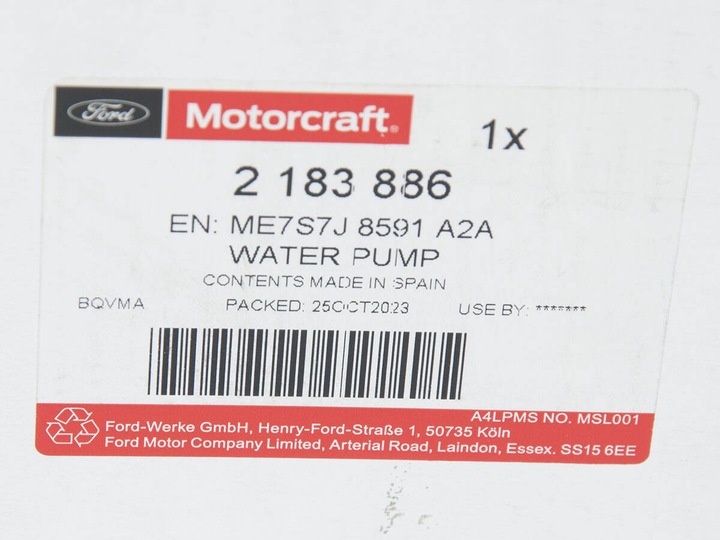 фото №11, Насос води fiesta 01-19 focus 03-19 mondeo 07-14_ 2183886 _ me7s7j-8591-a2a