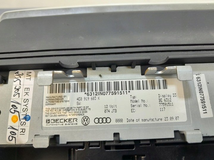 фото №6, Audi a8 d3 рестайлінг дисплей mmi 4e0919603k