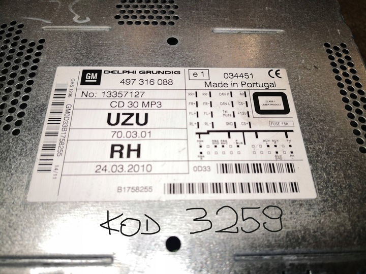 фото №9, Радіо оригінальні mp3 opel corsa d fl рестайлінг 497316088 13357127 код do радіо