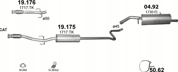 фото №2, Глушитель конечный citroen c3 1,4+1,6 vti od 09r.
