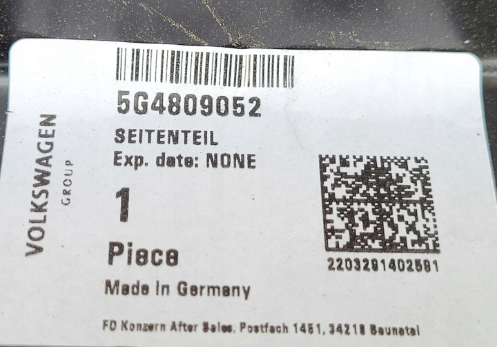 фото №11, Volkswagen oem номер 5g4809052 крило зад p